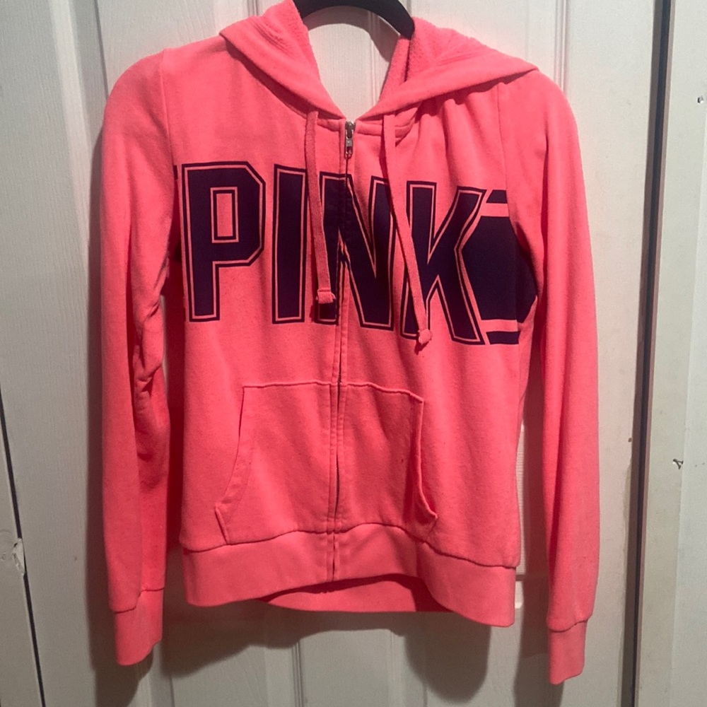 NEON PINK zip up hoodie